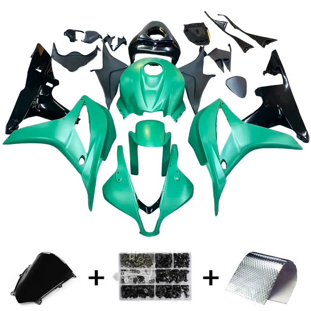 Amotopart 2007-2008 Honda CBR600RR Black Green Fairing Kit