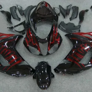 Amotopart 2007-2008 Kawasaki ZX6R 636 Red Flame kuipset