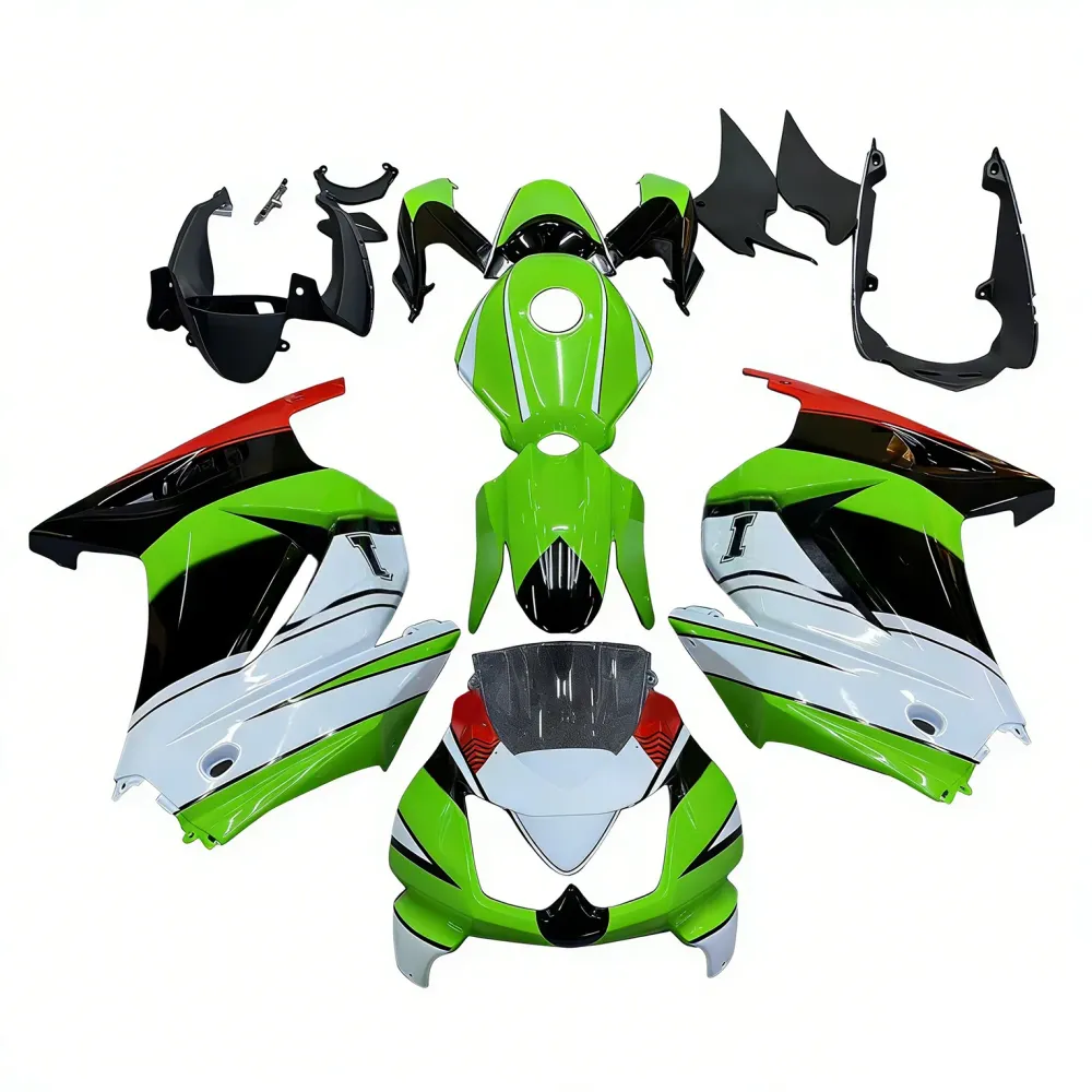 Amotopart 2008-2012 Kawasaki EX250 Ninja250r Black White Green Fairing Kit