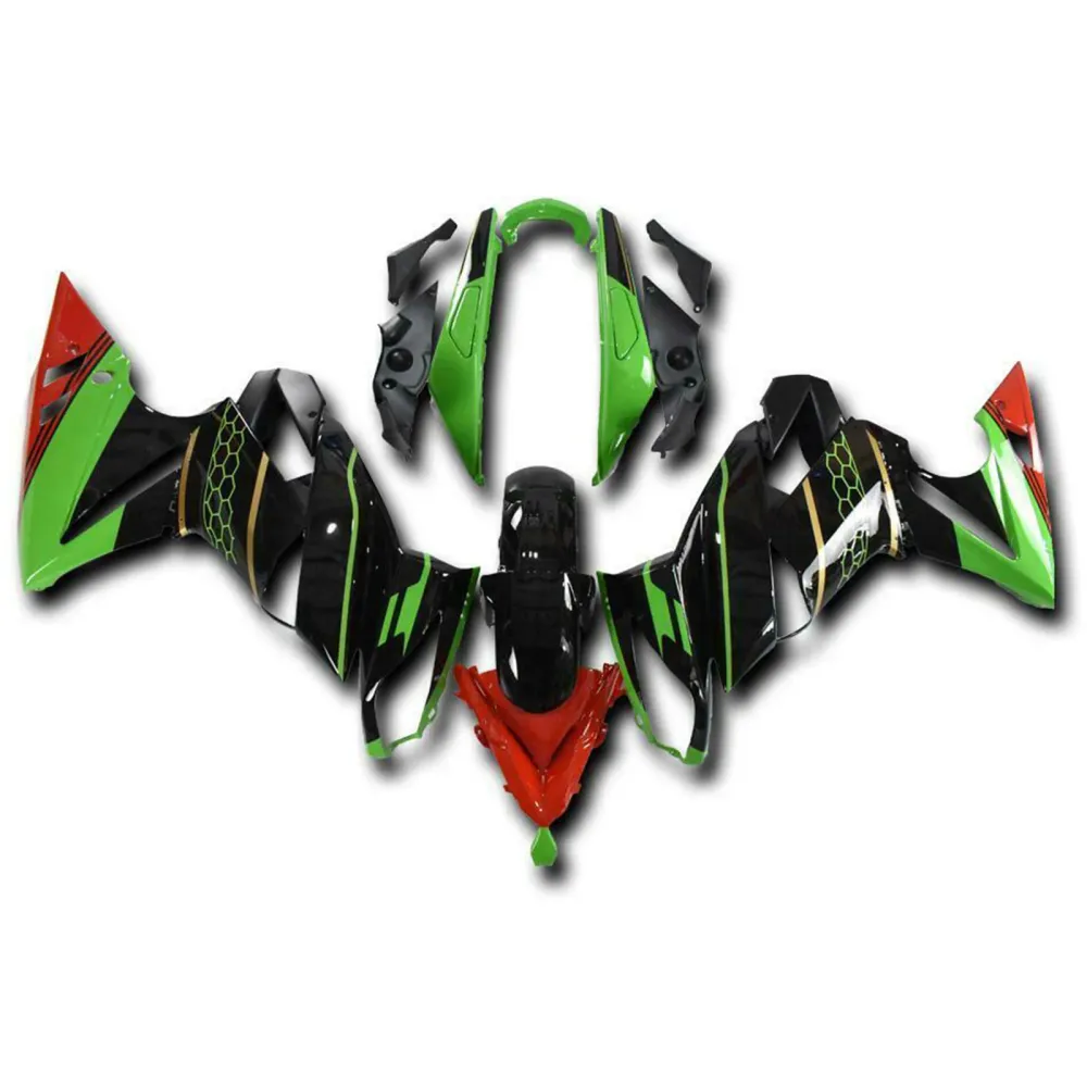 Amotopart 2009-2011 Kawasaki Ninja 650 EX650 Zwart&GGroene kuipset