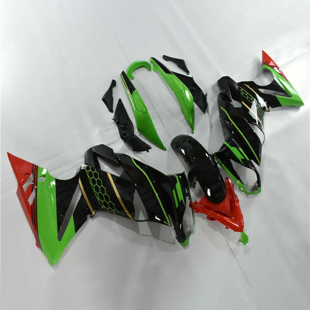 Amotopart 2009-2011 Kawasaki Ninja 650 EX650 Zwart&GGroene kuipset