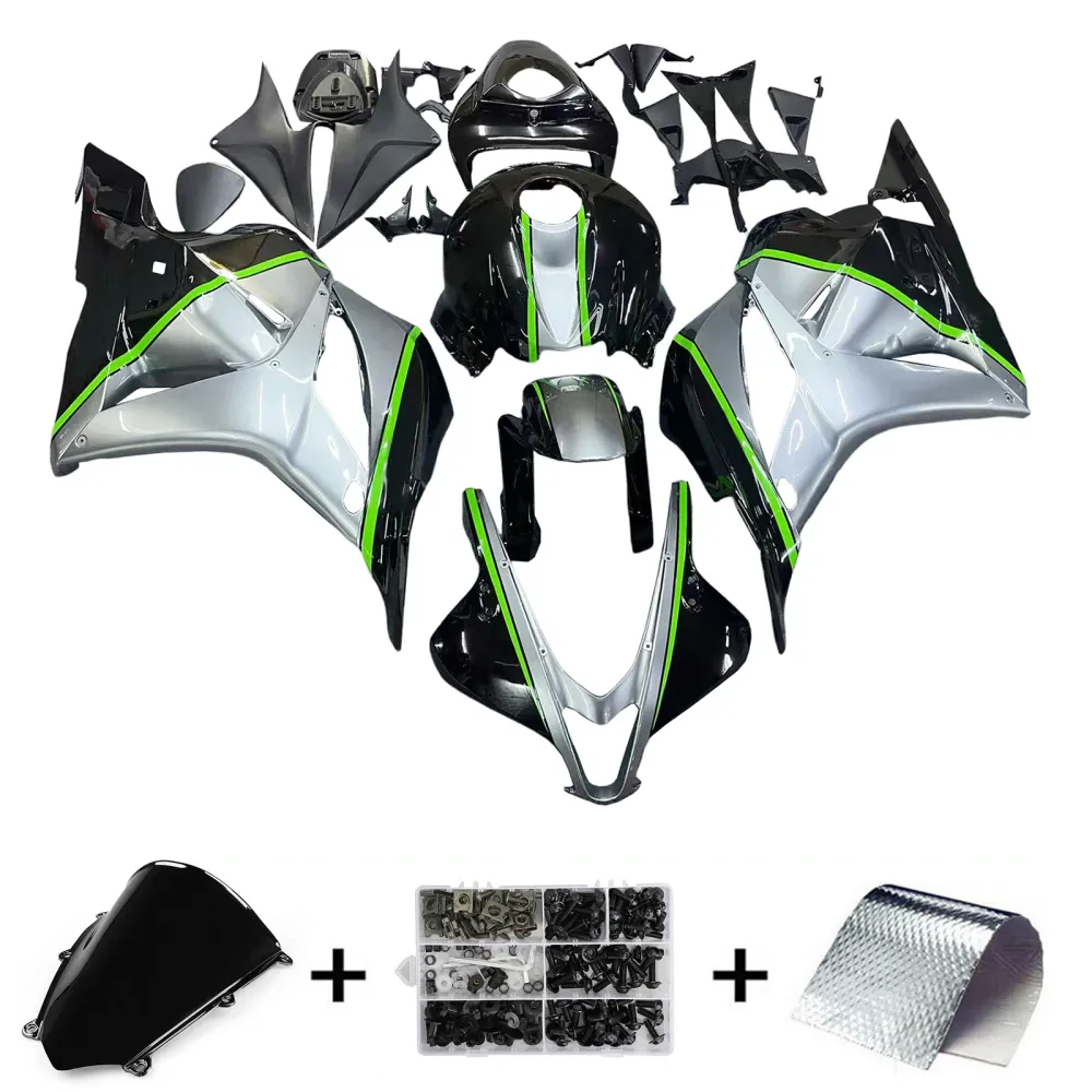 Amotopart 2009-2012 Honda CBR600RR Black Green Fairing Kit