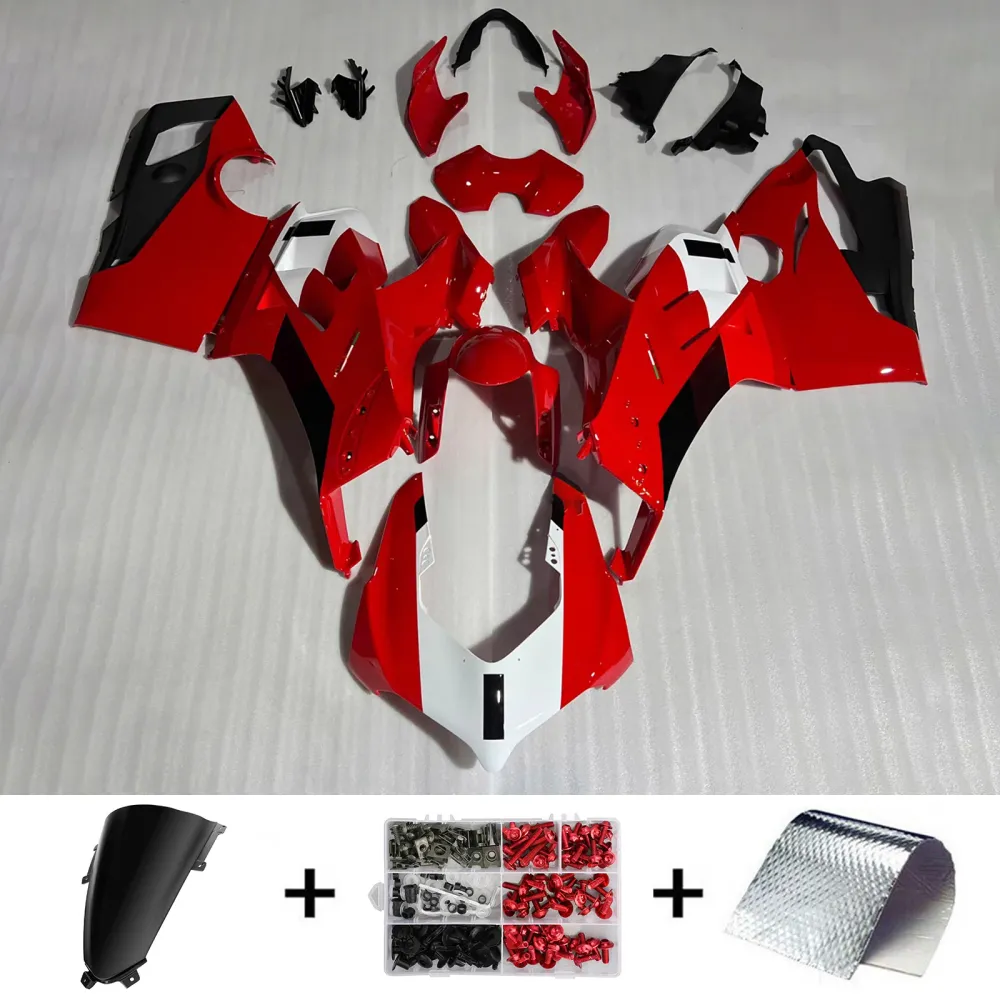 Amotopart Ducati 20-21 V4 V4S Glossy Black White Red Reding Kit