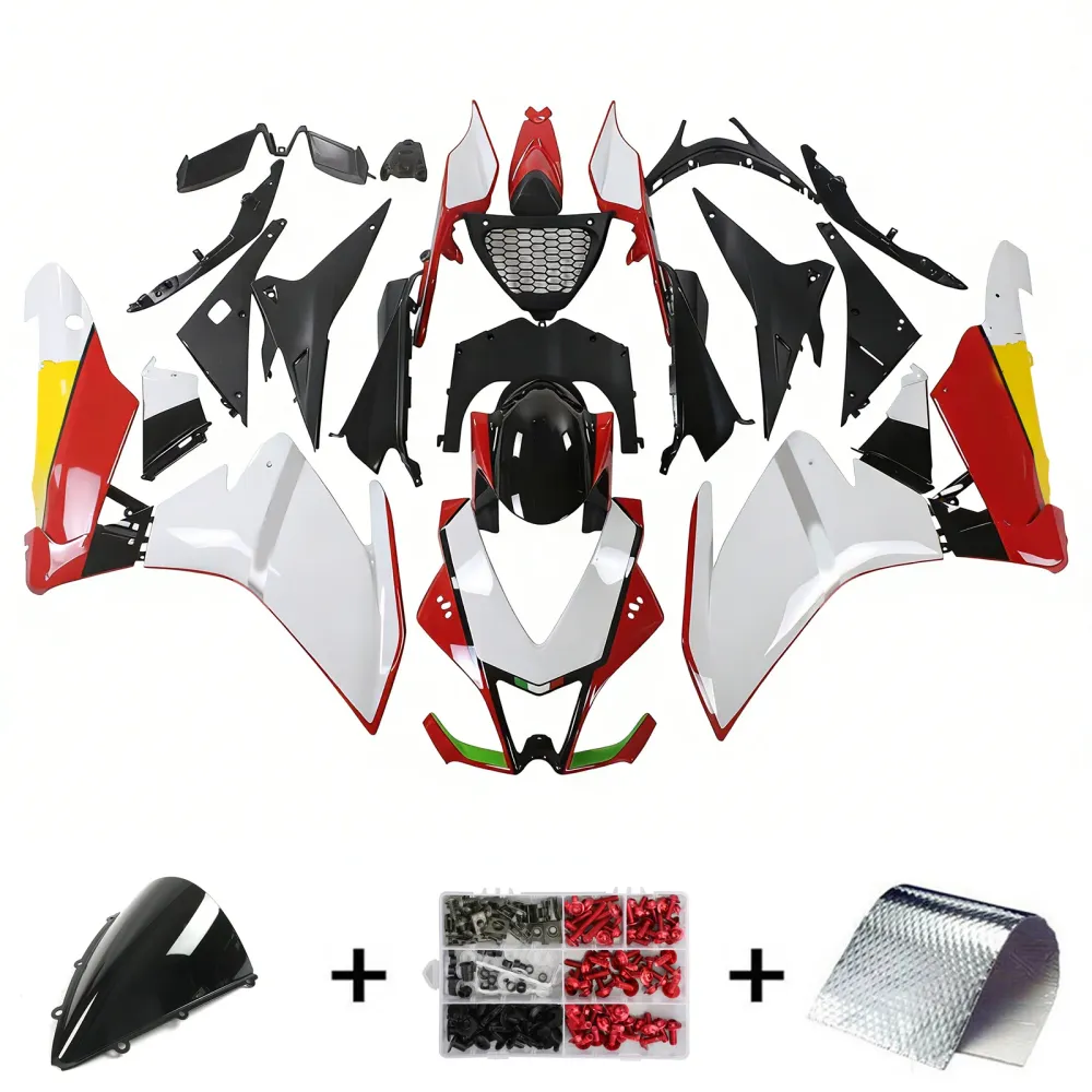 Amotopart 2009-2015 RSV4 1000 Aprilia White & Red Style4 Fairing Kit