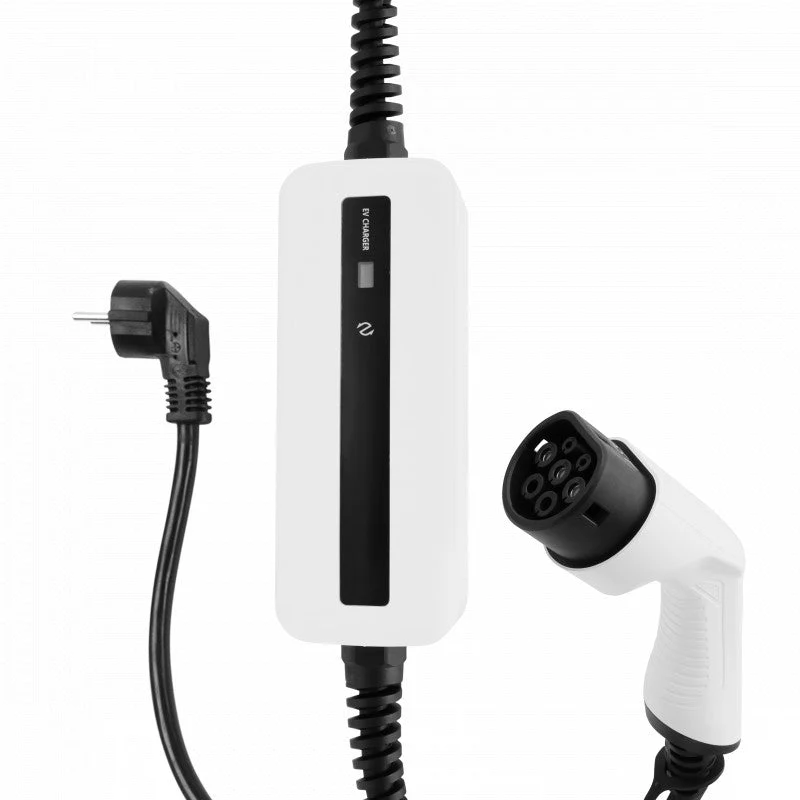 Mobiele Lader Mini Aceman - Besen Wit met LCD Type 2 naar Schuko