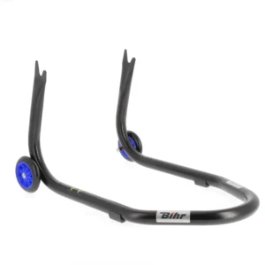 BIHR Home Track Paddockstand achter "V" Vaste Adapters Zwart met Blauwe Wielen