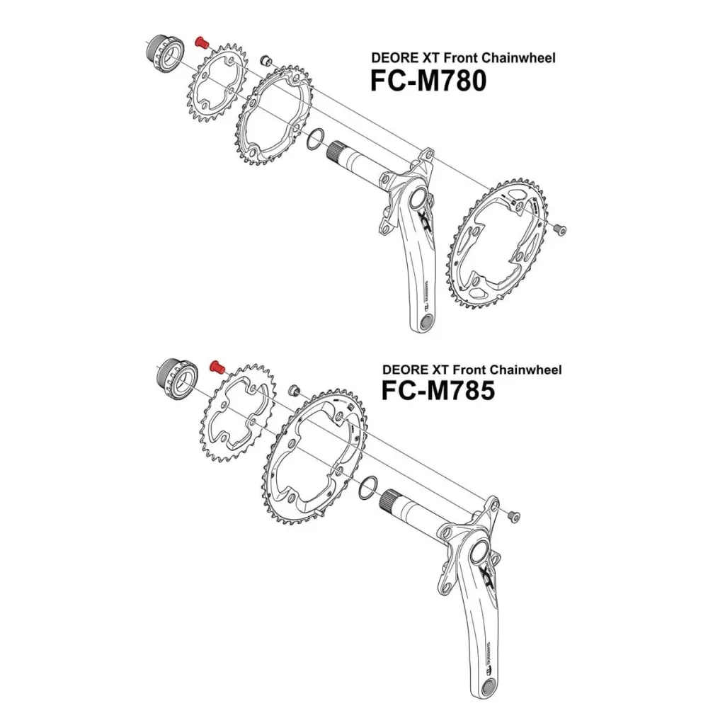 Binnenste kettingbladboutset voor SHIMANO XT M780 / M785 / FC R7000 crankstel, zilver (x4)