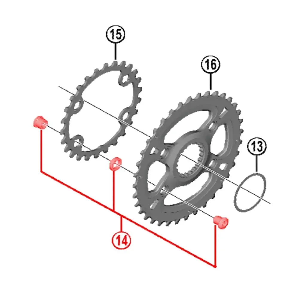 Bout- en moerset voor SHIMANO XT FC-M8100-2 12V dubbel crankstel, zwart (x4)