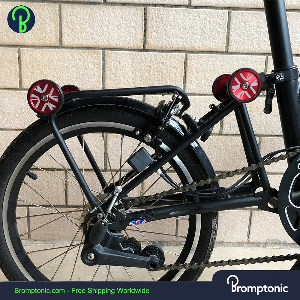 Brompton achterrek wielen met Britse vlag