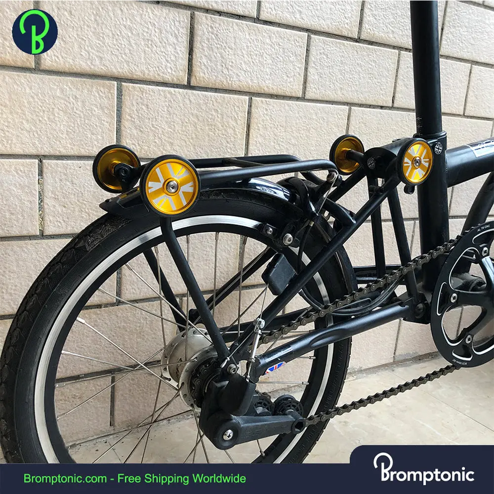 Brompton achterrek wielen met Britse vlag