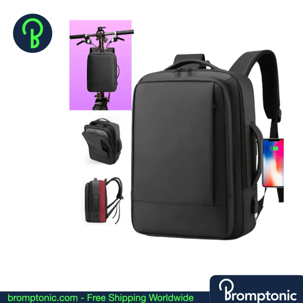 Brompton Business Backpack – Expandable Commuter Bag Carrier Block Bracket (/C/G/P/T Line) Grey