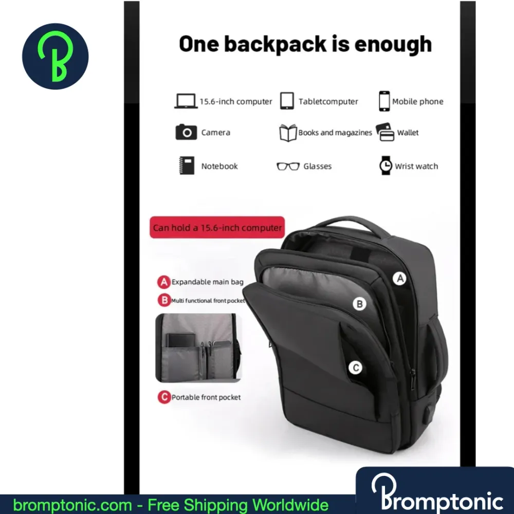 Brompton Business Backpack – Expandable Commuter Bag Carrier Block Bracket (/C/G/P/T Line) Grey