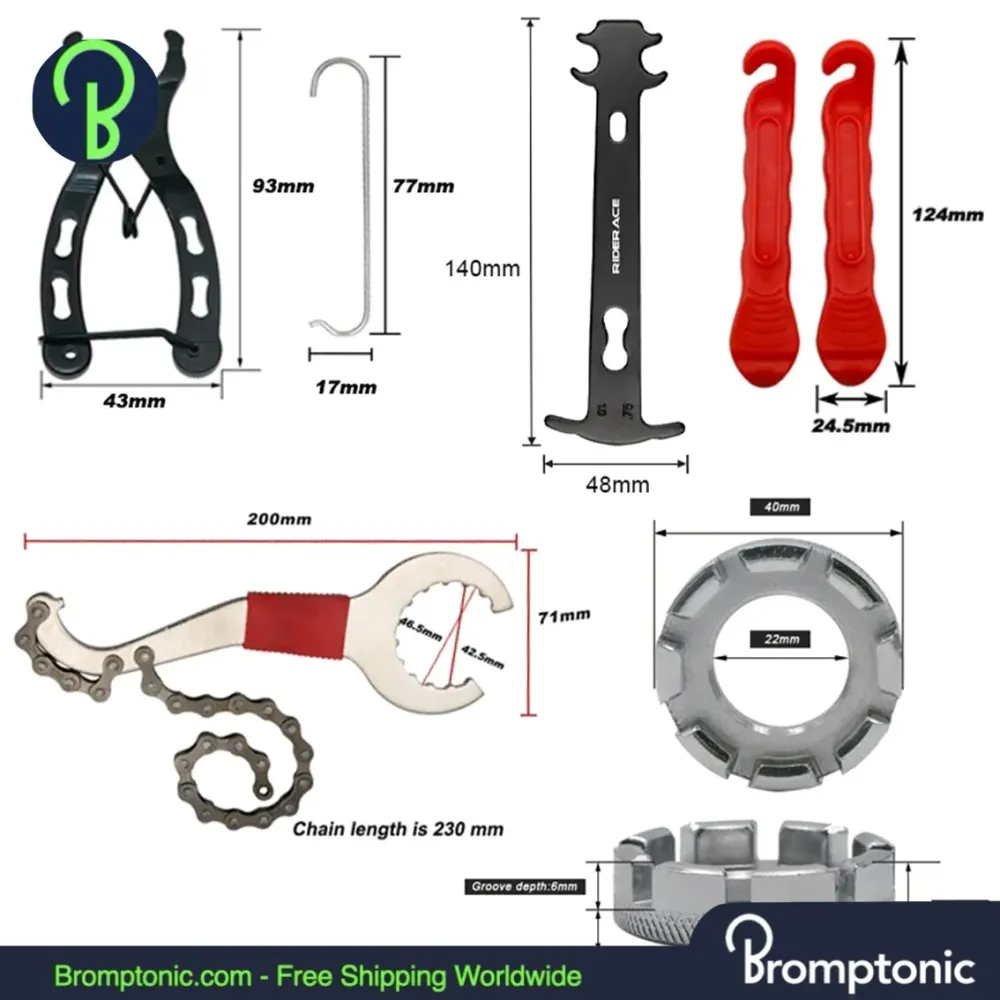 Brompton fiets reparatieset met ketting en crank gereedschap