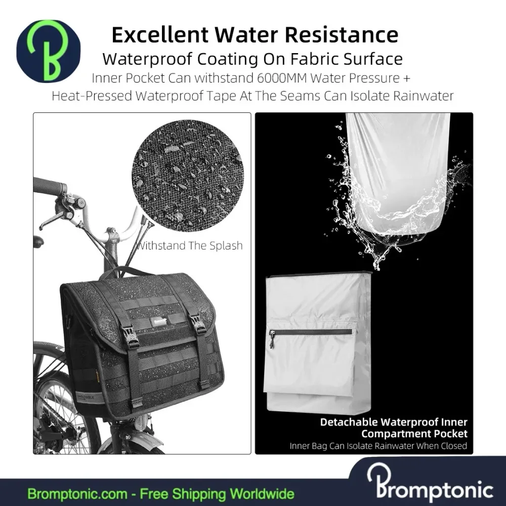 Brompton Front Bag 13L Waterdichte & Snel Afneembare Rugzak met Binnenste Ondersteuningsbord