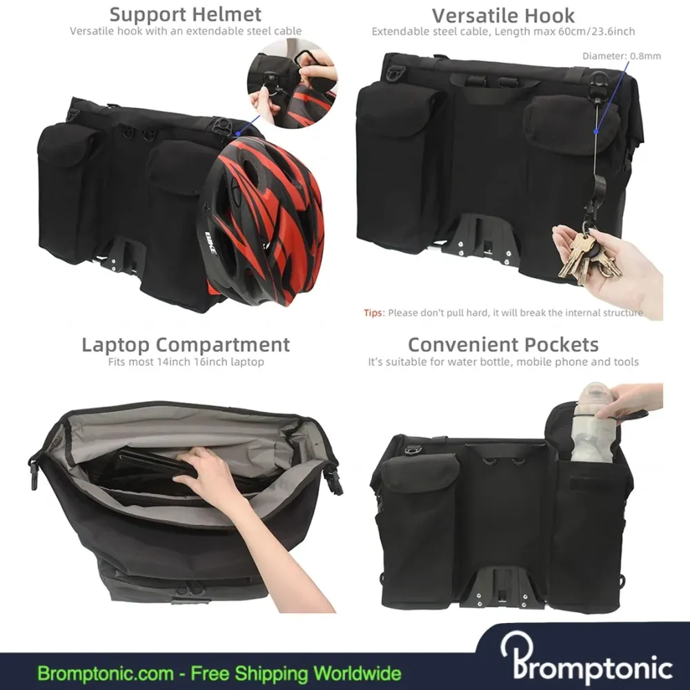 Brompton Roll-Top Voortas 25L - Rugzakstijl met regenhoes
