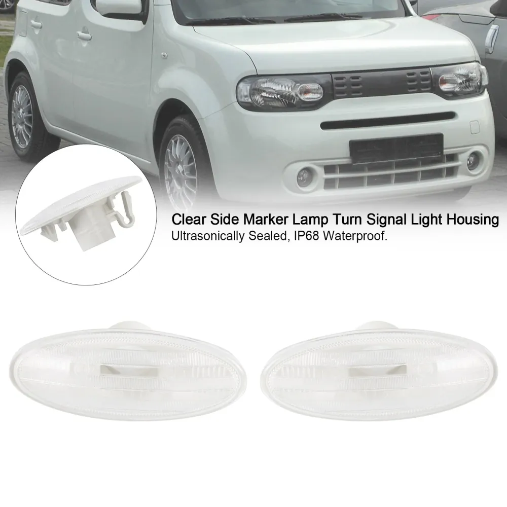 2X Clear Zijmarkeringslamp Richtingaanwijzer Behuizing voor 2009-2013 voor Nissan Note (E11) 26160-89900