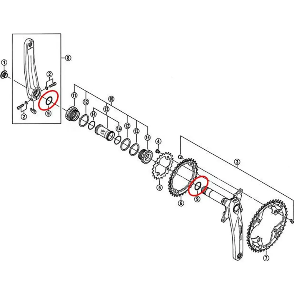 Crankscharnier voor SHIMANO crankstel