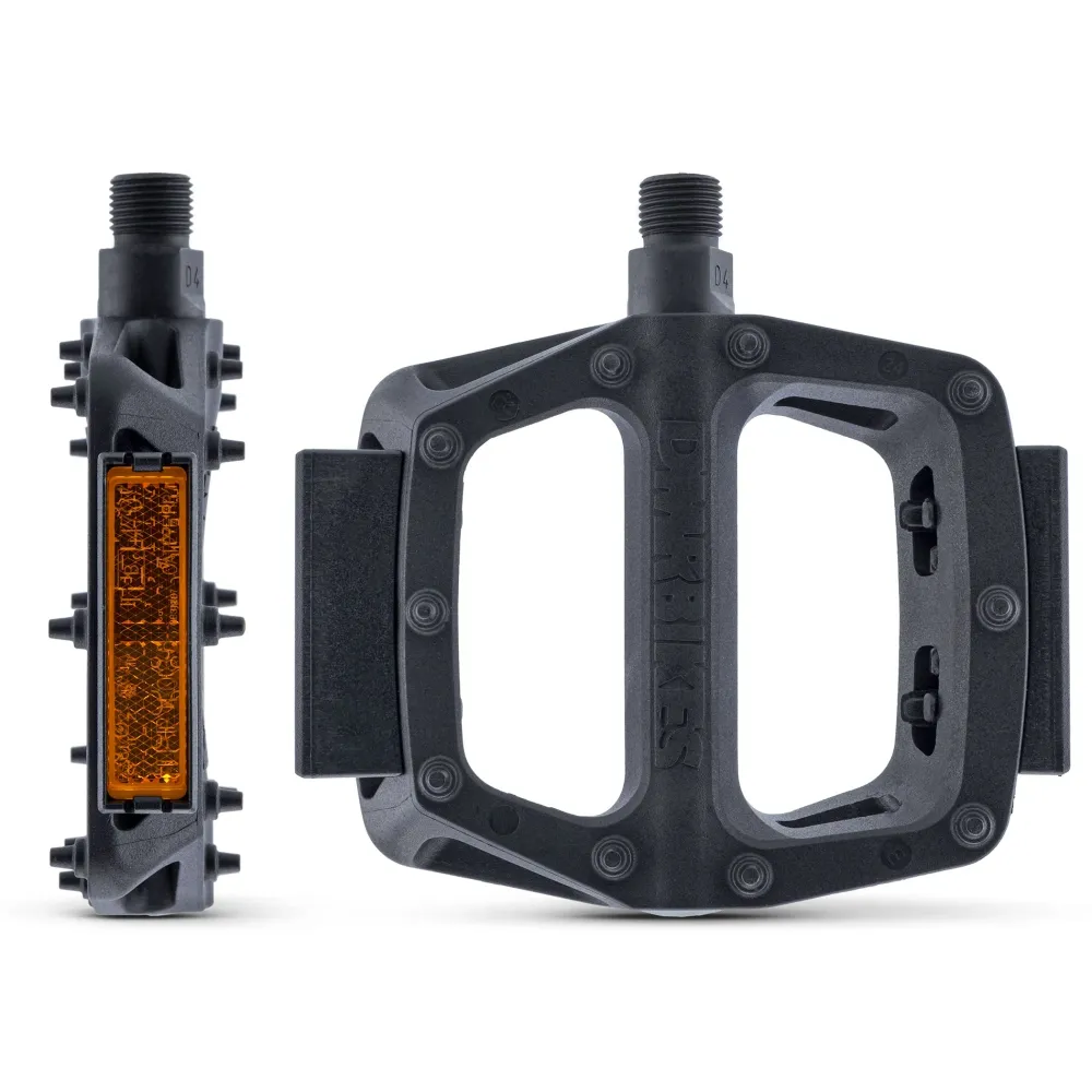 DMR V6 vlakke pedalen met reflectoren Zwart