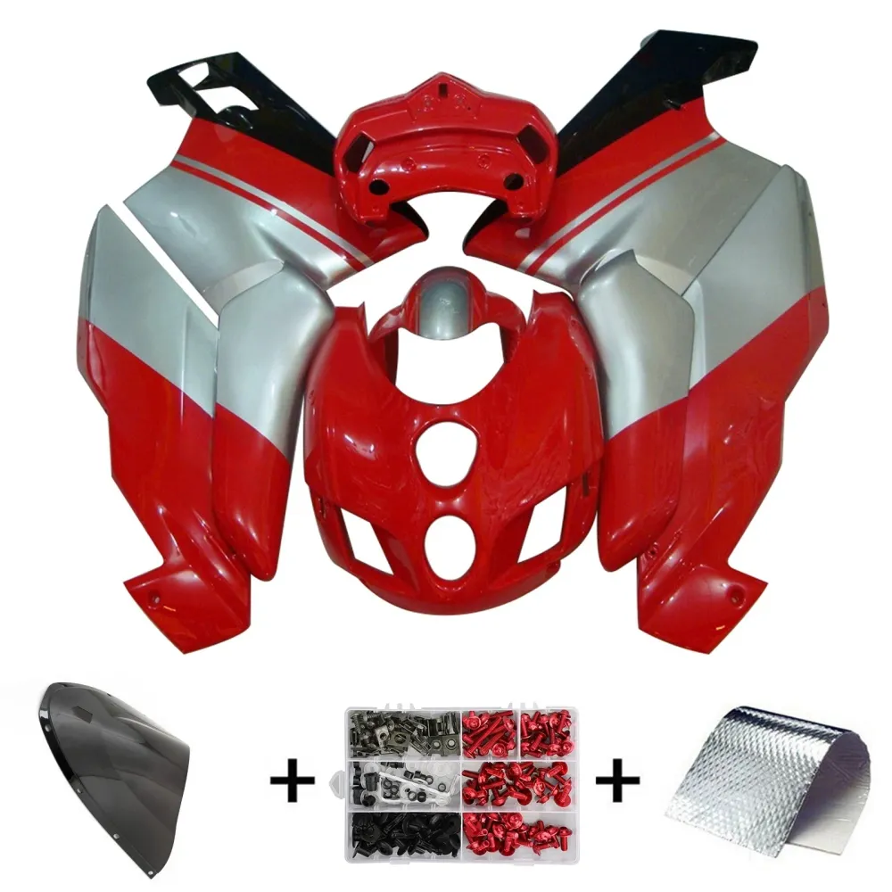Amotopart Ducati 999 749 2005 2006 Red & Silver Fairing Kit