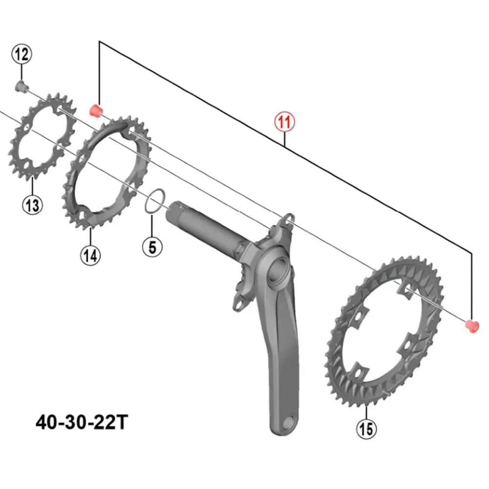 Externe kettingring bout en moer set voor SHIMANO DEORE FC-M6000 Triple crankstel zwart (x4)