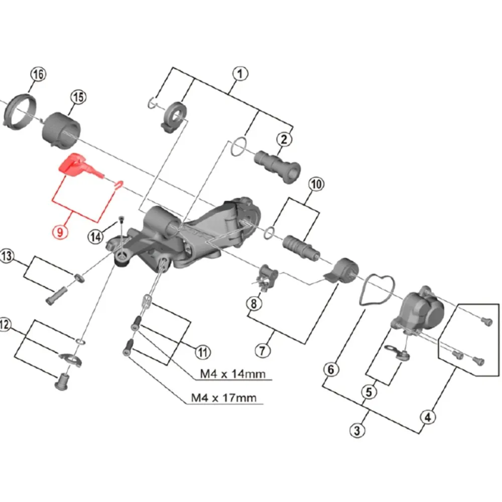 Hendel en bevestiging voor SHIMANO XTR M9100 derailleur