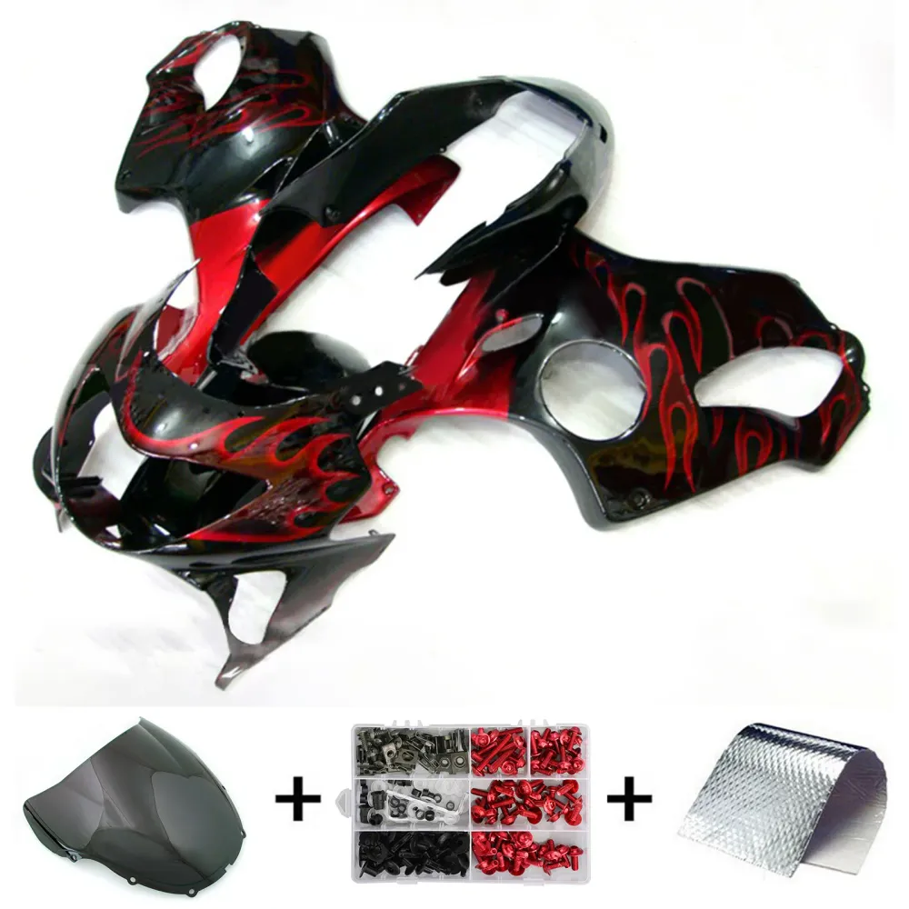 Amotopart 1999-2000 CBR600 F4 Honda Black met rode vlambeurskit