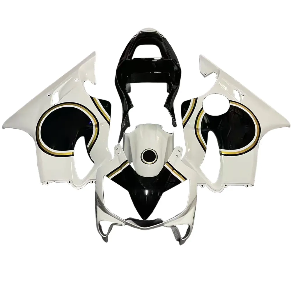 Amotopart 2001-2003 Honda CBR600F4I WIT & BLACK STYLE 2 Lucky Strike Fairing Kit