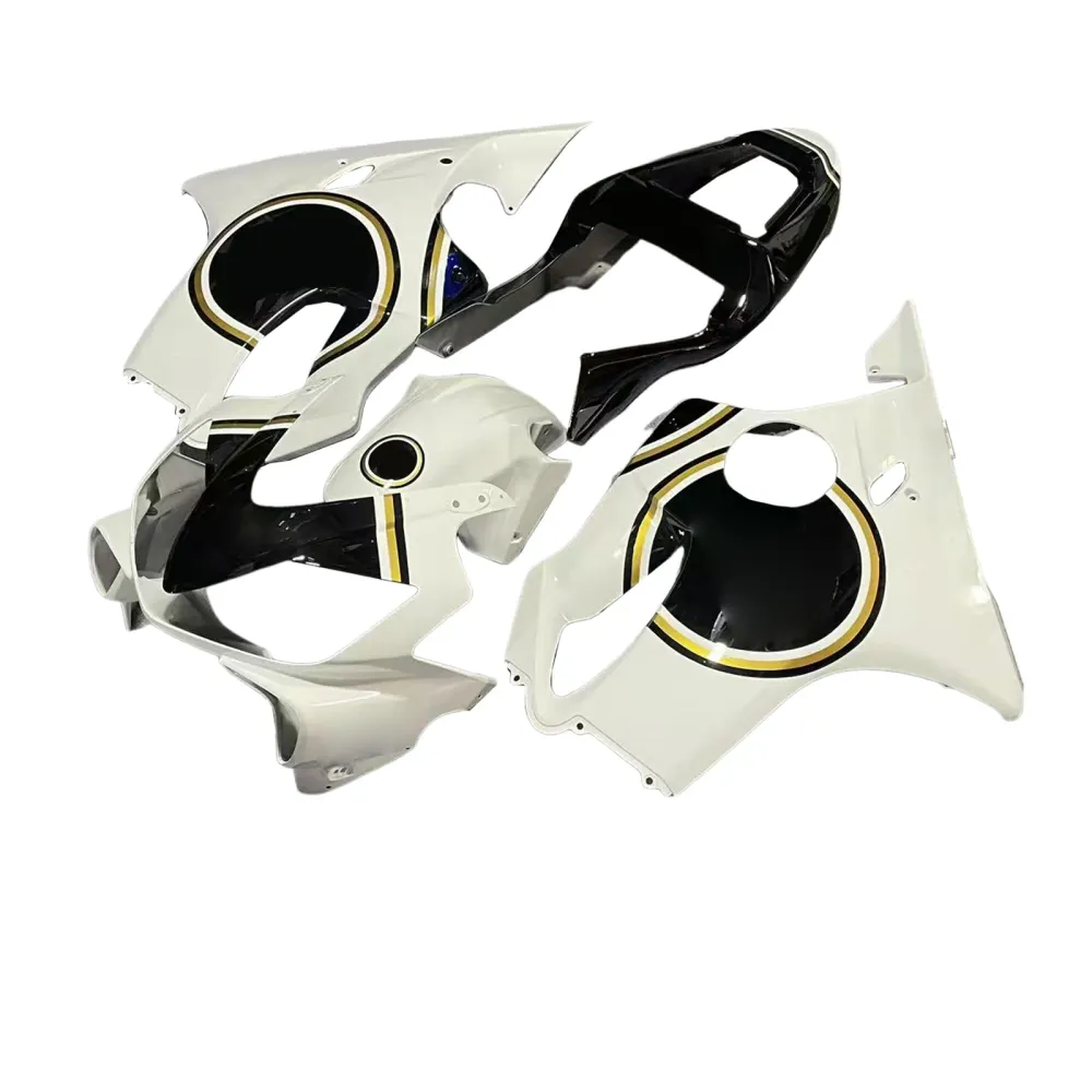 Amotopart 2001-2003 Honda CBR600F4I WIT & BLACK STYLE 2 Lucky Strike Fairing Kit