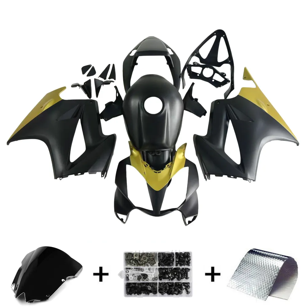 Amotopart 2002-2013 Honda VFR800 Matt Black & Gold Fairing Kit