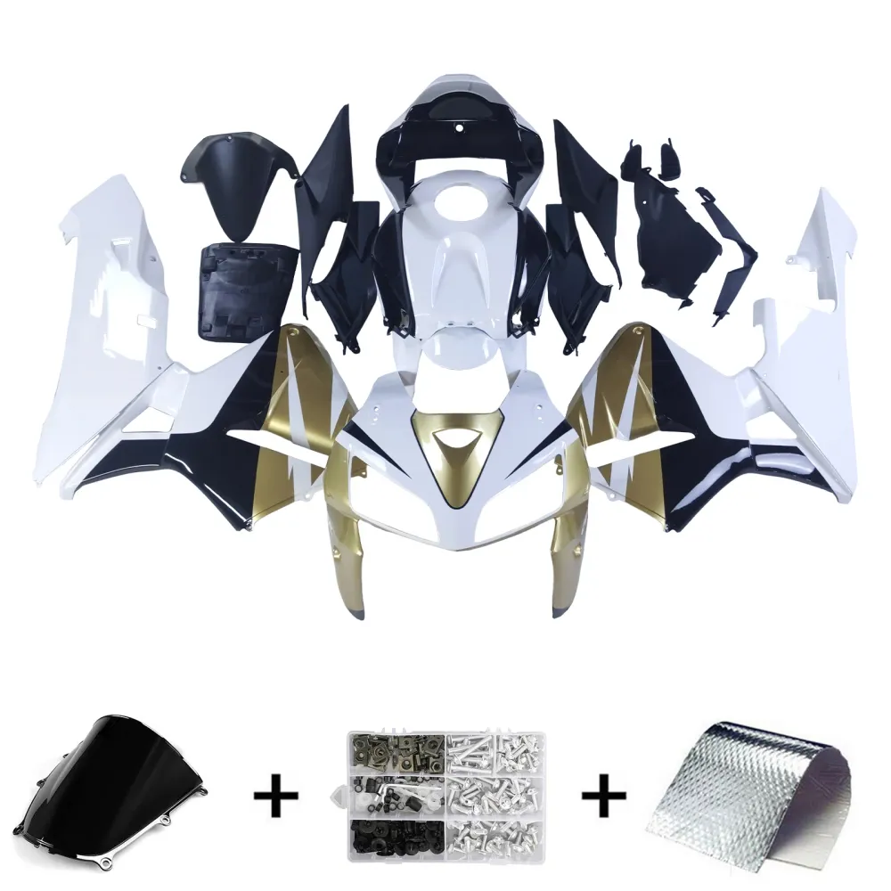 Amotopart 2005 2006 Honda CBR600RR Gold & White Fairing Kit