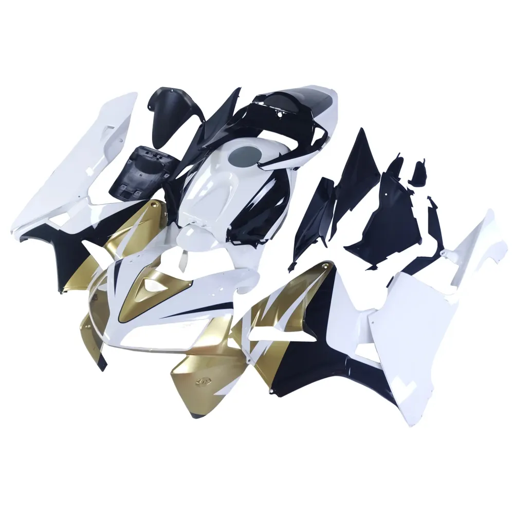 Amotopart 2005 2006 Honda CBR600RR Gold & White Fairing Kit