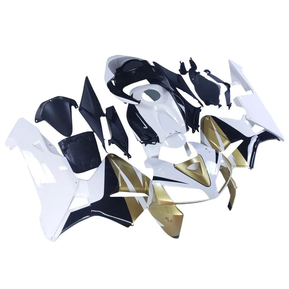 Amotopart 2005 2006 Honda CBR600RR Gold & White Fairing Kit