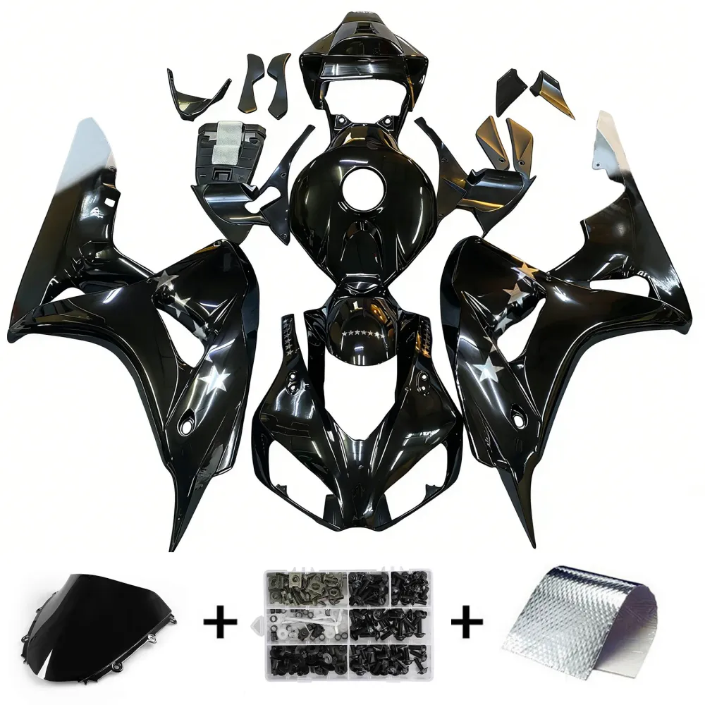 Amotopart Stroomlijnkappen Honda CBR1000RR 2006-2007 Kuip SevenStars Racing Zwart Kuipset