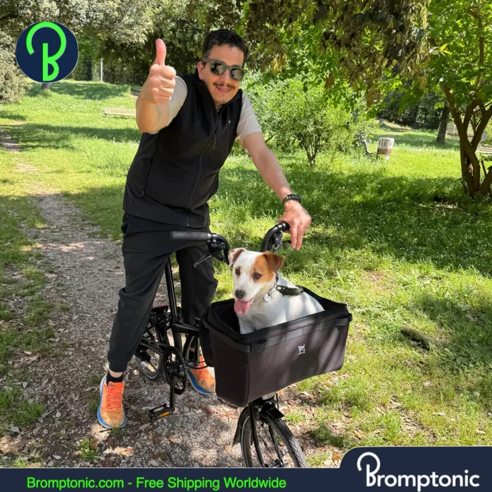 Honden- en kattendrager voor Brompton - Grote opvouwbare mand vooraan
