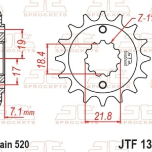 JT SPROCKETS Staal geluidsarm voortandwiel 1321 - 520