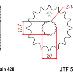JT SPROCKETS Staal geluidsarm voortandwiel 558 - 428