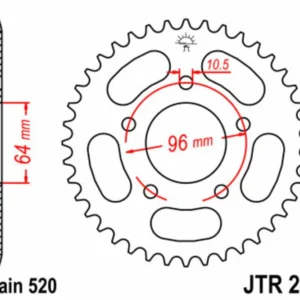 JT SPROCKETS Staal standaard achtertandwiel 254 - 520