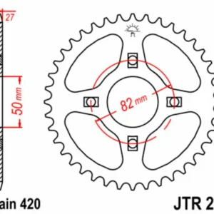 JT SPROCKETS Staal standaard achtertandwiel 256 - 420