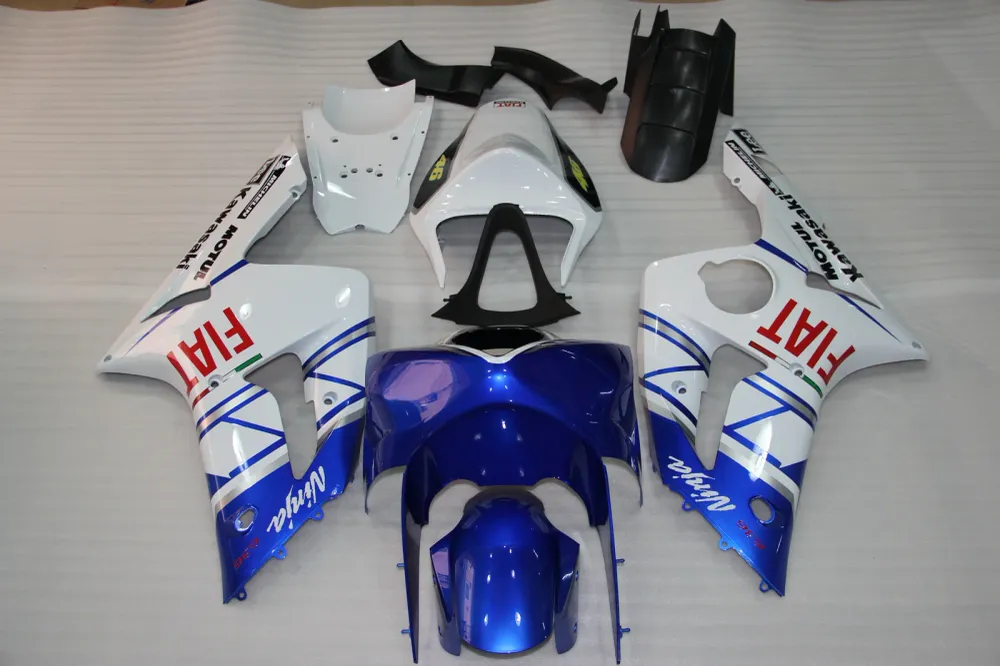 Amotopart 2003-2004 Kawasaki ZX6R Kuip Wit&Bblauwe kit