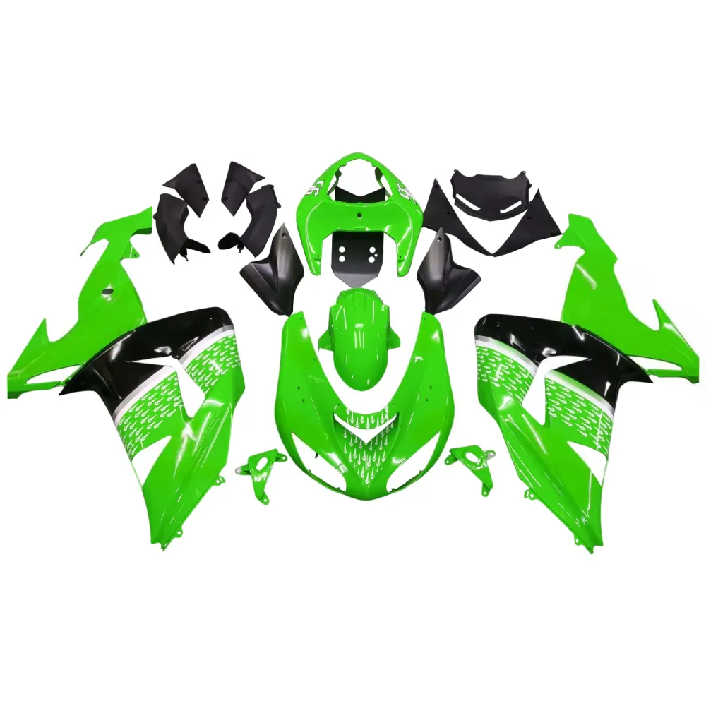Amotopart 2006-2007 Kawasaki ZX10r Green & Black Fairing Kit