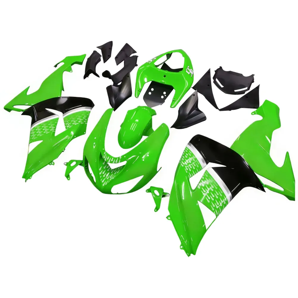 Amotopart 2006-2007 Kawasaki ZX10r Green & Black Fairing Kit