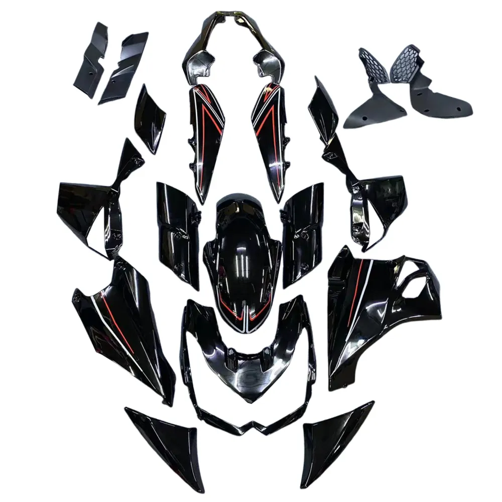 Amotopart 2010-2013 Z1000 Kawasaki Black met Red Line Fairing Kit