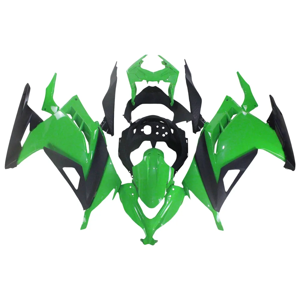 Amotopart 2013-2024 Kawasaki EX300/Ninja 300 Black & Green Style4 Fairing Kit