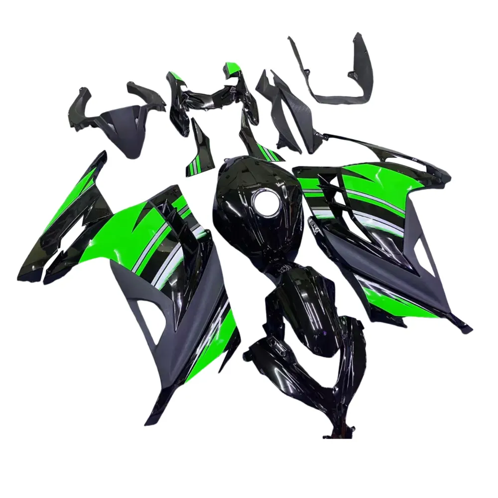 Amotopart 2013-2024 Kawasaki EX300/Ninja 300 Black & Green Styl3 Fairing Kit