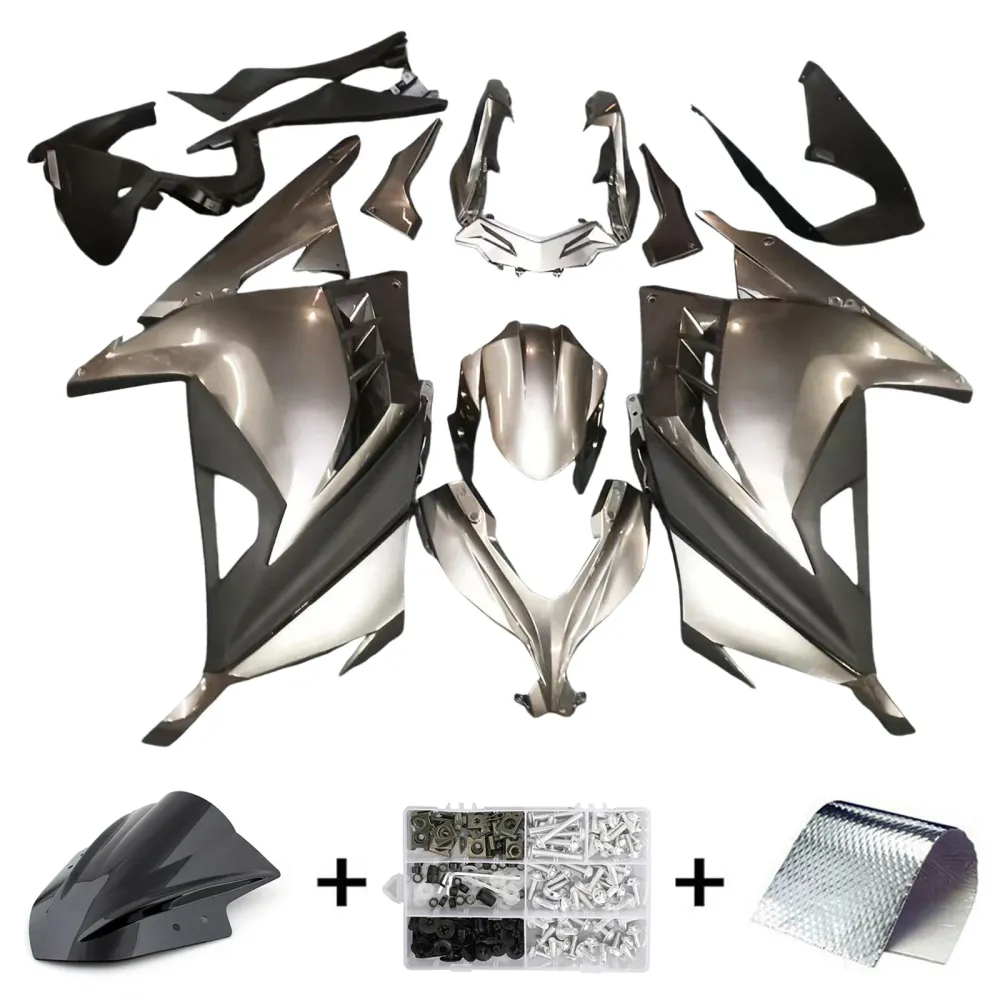 Amotopart 2013-2024 Kawasaki EX300/Ninja300 Gray & Black Fairing Kit
