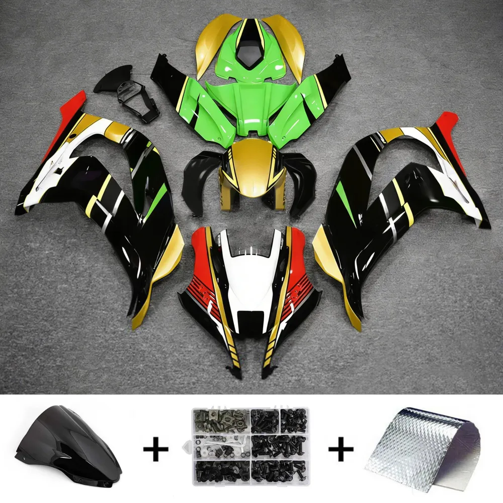 Amotopart 2016-2020 ZX10R Kawasaki Green & Gold Fairing Kit
