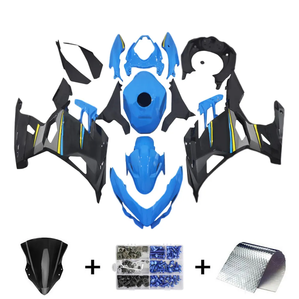Amotopart 2018-2024 Kawasaki EX400 Ninja400 Blue & Yellow Fairing Kit