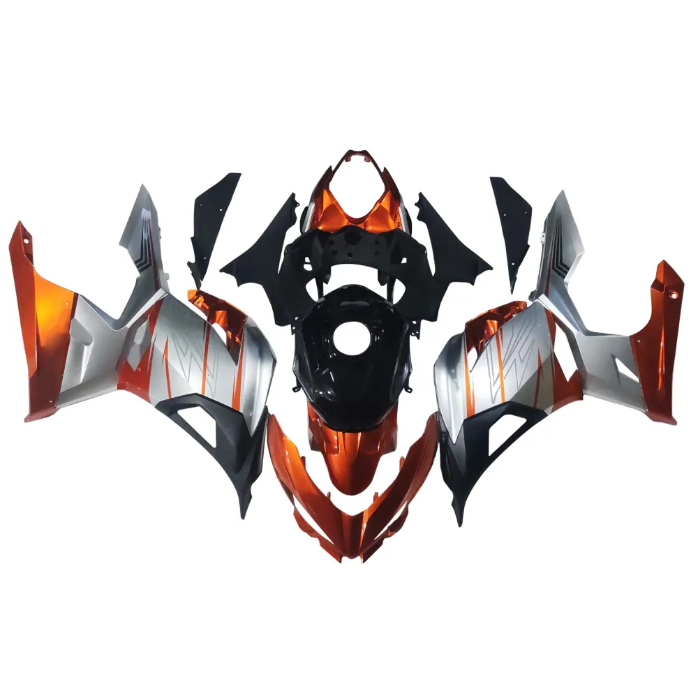 Amotopart Kawasaki EX400/Ninja400 2018-2023 Silver & Orange Fairing Kit