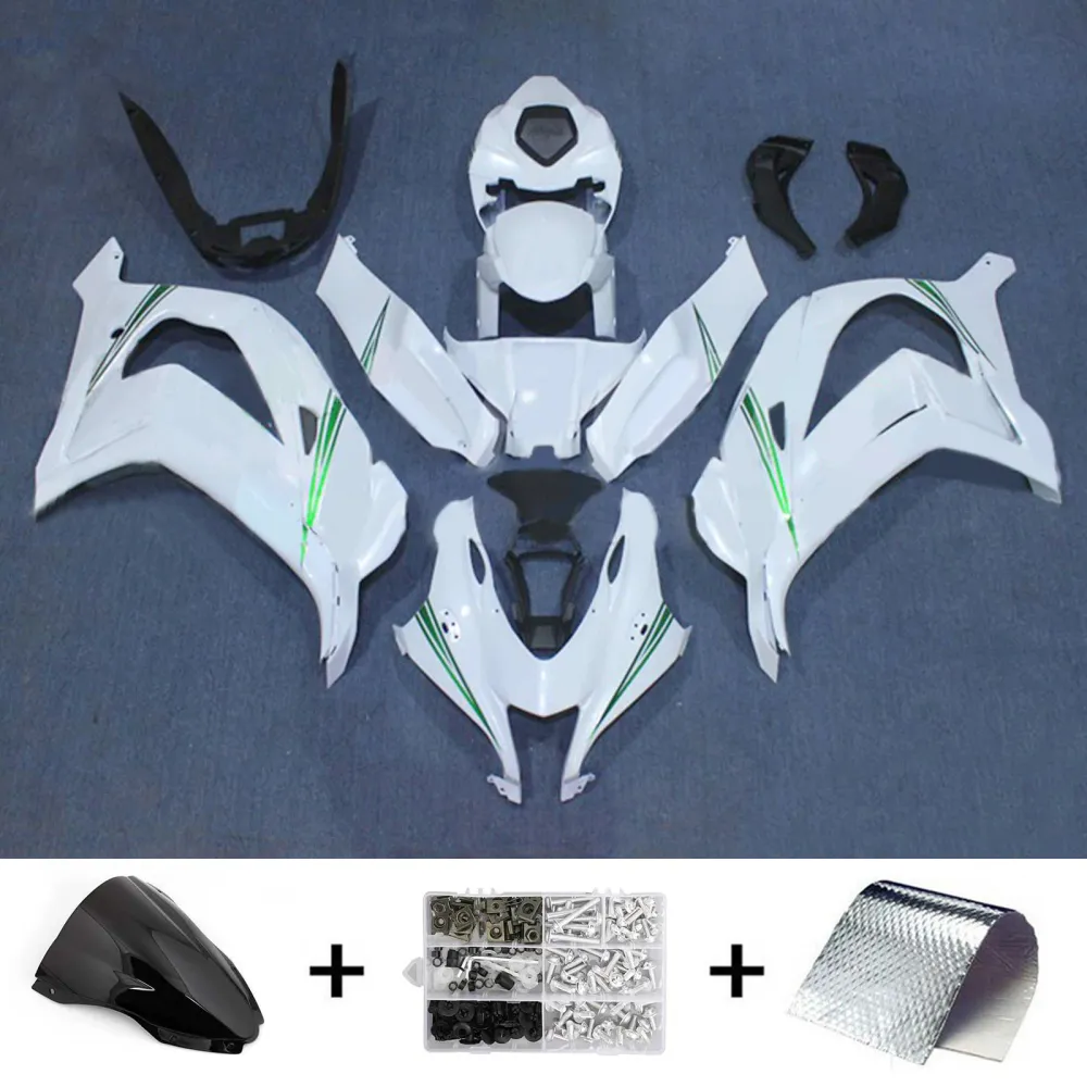 Amotopart kuipkit voor Kawasaki ZX10R 2016-2020, wit met groen logo