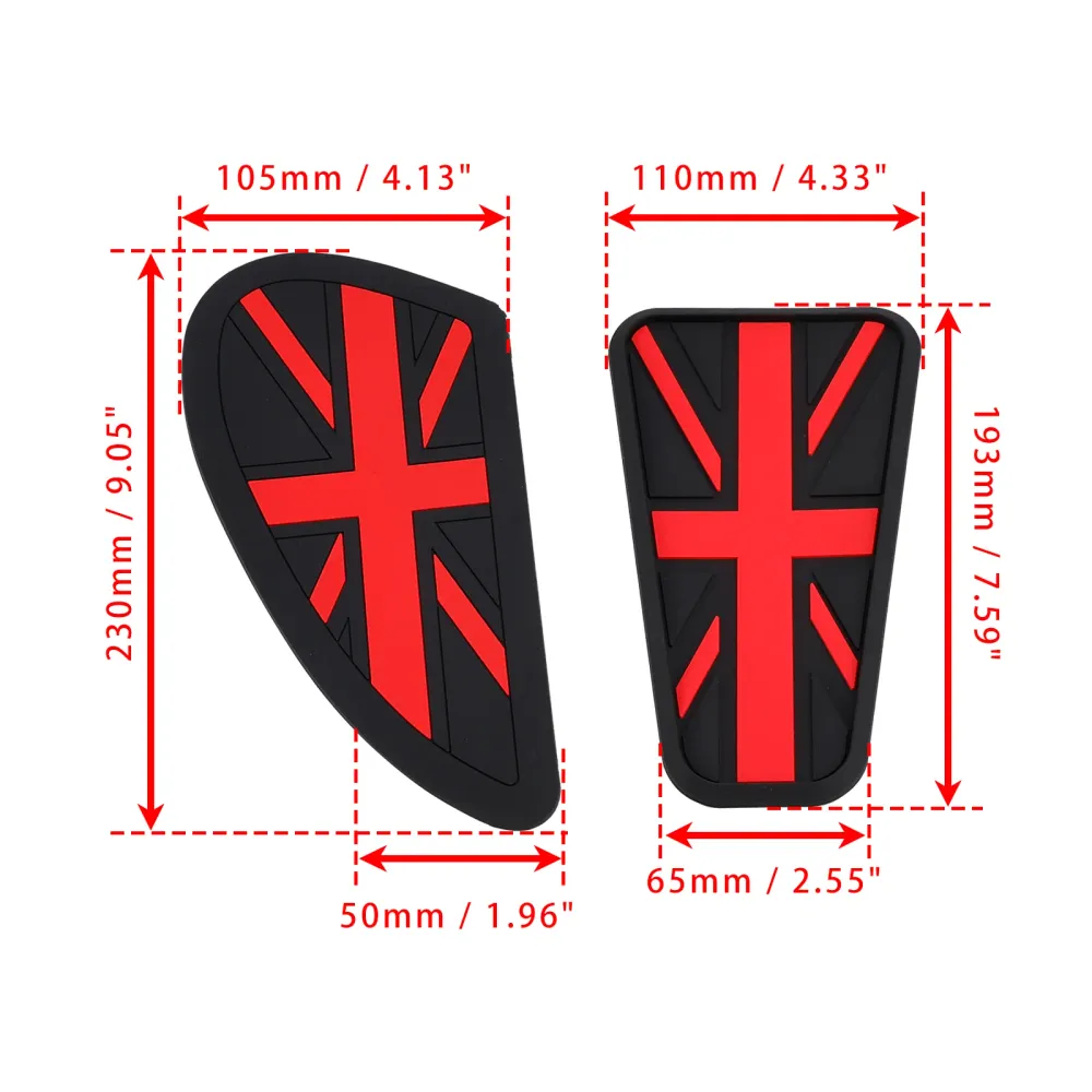 Kniebeschermers voor benzinetank - Union Jack - Rood - Retro Cafe Racer tankbeschermersbeschermers